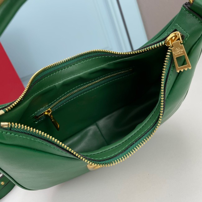 VALENTINO GARAVANI STUD SIGN Calf Leather Hobo bag 1W2B0K69 green