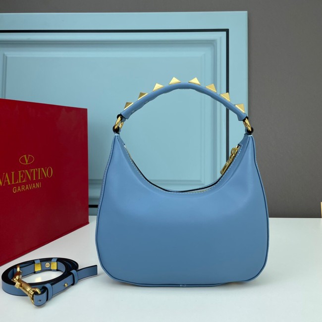 VALENTINO GARAVANI STUD SIGN Calf Leather Hobo bag 1W2B0K69 sky blue