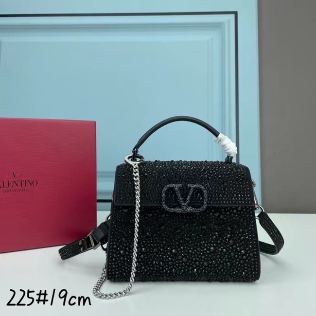 VALENTINO GARAVANI VSLING Shiny diamond Mini totebag XW2B1G9 black&black-Tone Metal