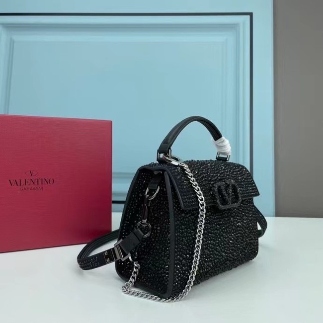 VALENTINO GARAVANI VSLING Shiny diamond Mini totebag XW2B1G9 black&black-Tone Metal