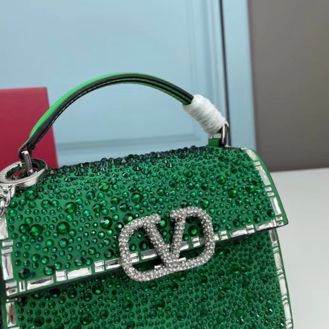 VALENTINO GARAVANI VSLING Shiny diamond Mini totebag XW2B1G9 green&silver-Tone Metal