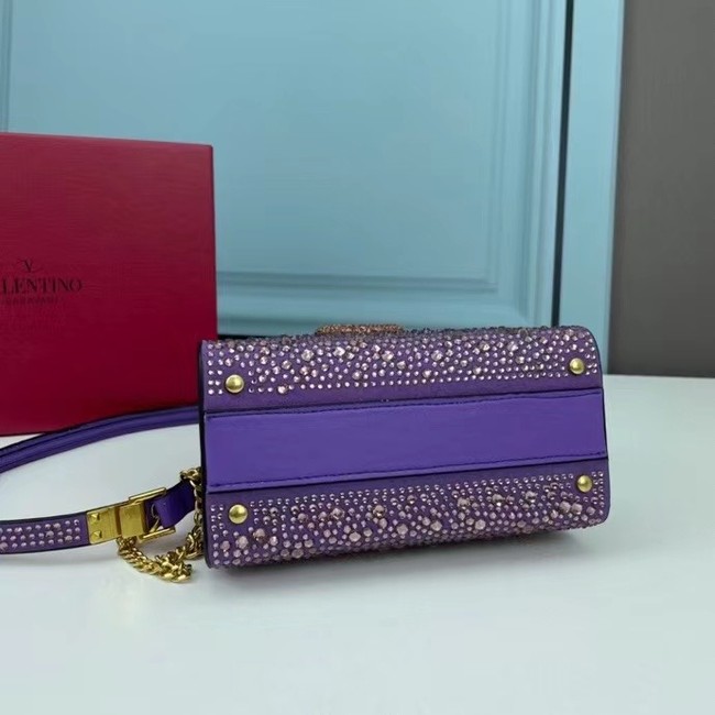 VALENTINO GARAVANI VSLING Shiny diamond Mini totebag XW2B1G9 purple&silver-Tone Metal