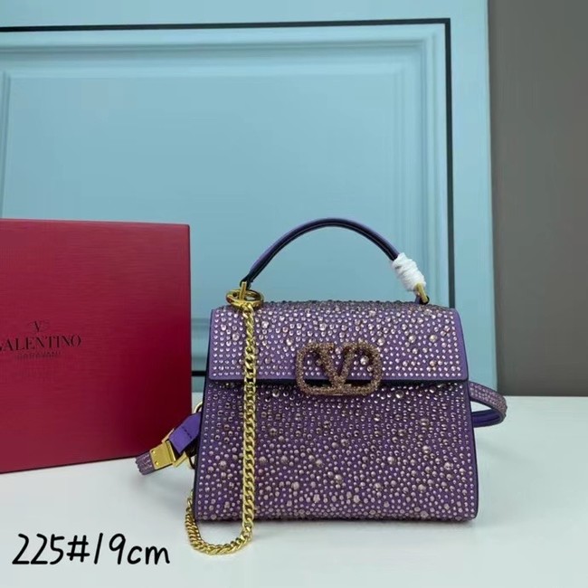 VALENTINO GARAVANI VSLING Shiny diamond Mini totebag XW2B1G9 purple&silver-Tone Metal