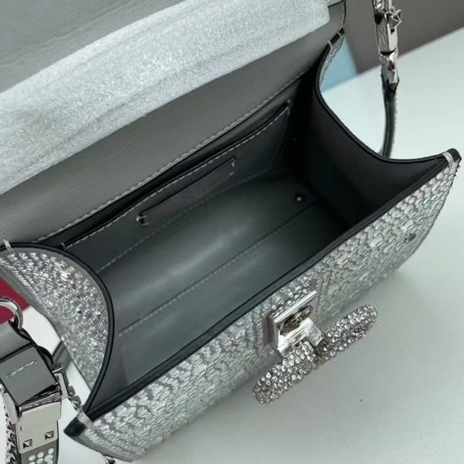 VALENTINO GARAVANI VSLING Shiny diamond Mini totebag XW2B1G9 silver&silver-Tone Metal