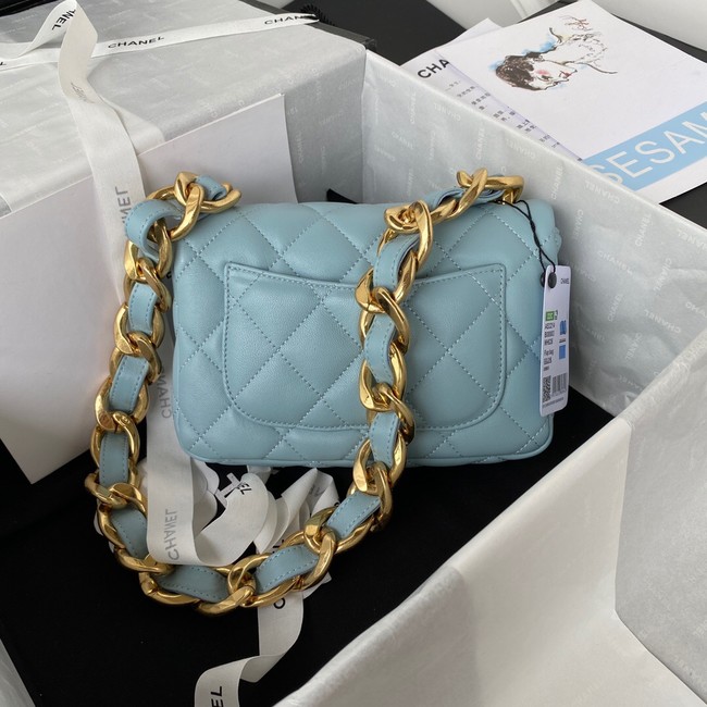 CHANEL FLAP BAG AS3214 light blue