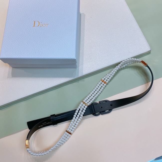 DIOR CARO PEARLS BELT 22 MM B0286UWFB black