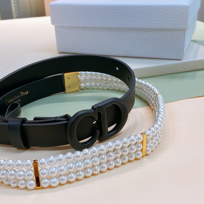 DIOR CARO PEARLS BELT 22 MM B0286UWFB black