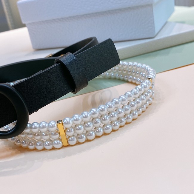 DIOR CARO PEARLS BELT 22 MM B0286UWFB black