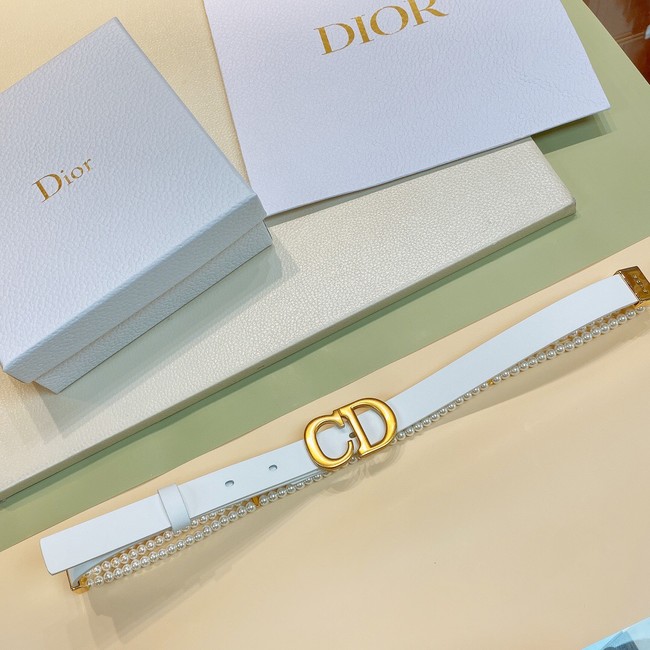 DIOR CARO PEARLS BELT 22 MM B0286UWFB white