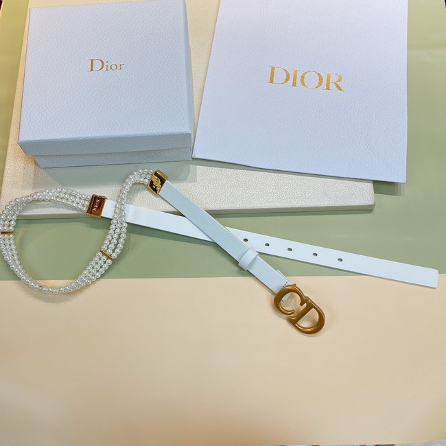 DIOR CARO PEARLS BELT 22 MM B0286UWFB white