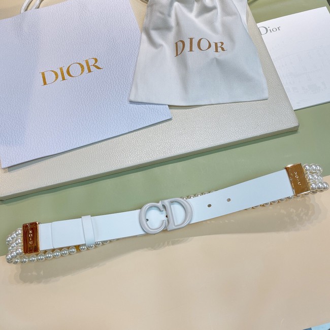 DIOR CARO PEARLS BELT 30 MM B0292UWFR white