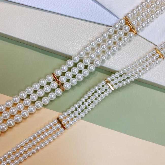 DIOR CARO PEARLS BELT 30 MM B0292UWFR white