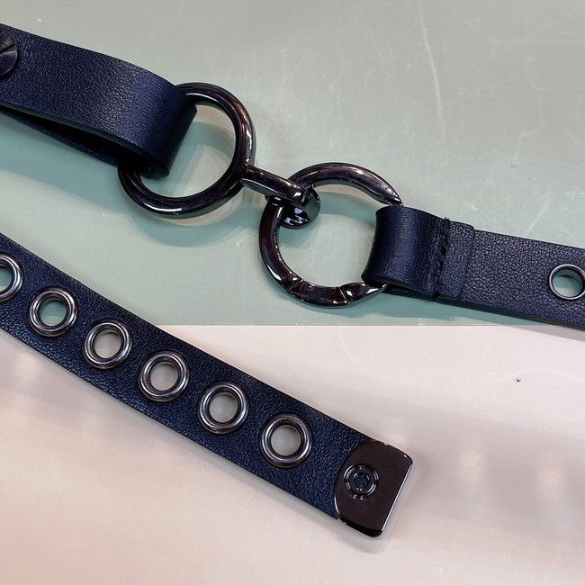 DIOR SHOW BELT Smooth Calfskin with Ruthenium-Finish Metal Eyelets 15 MM B0298BW