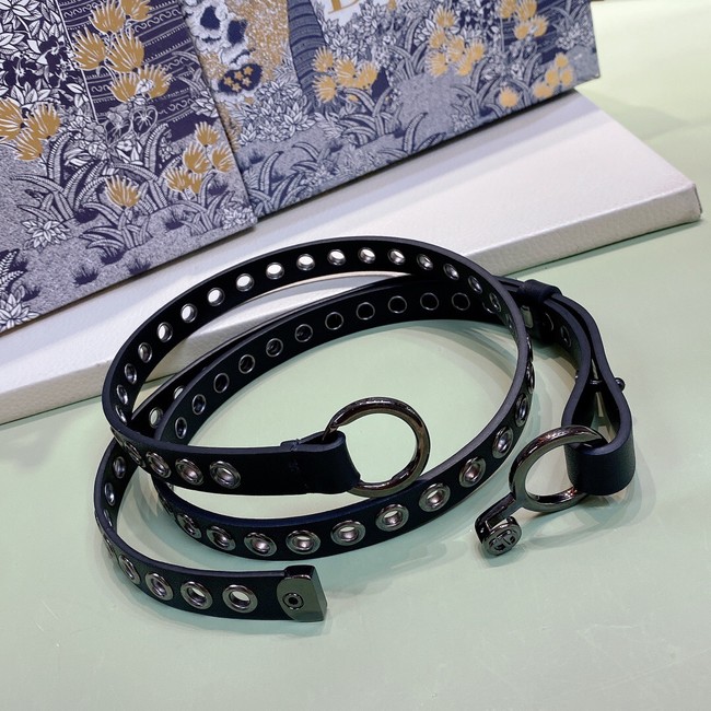 DIOR SHOW BELT Smooth Calfskin with Ruthenium-Finish Metal Eyelets 15 MM B0298BW