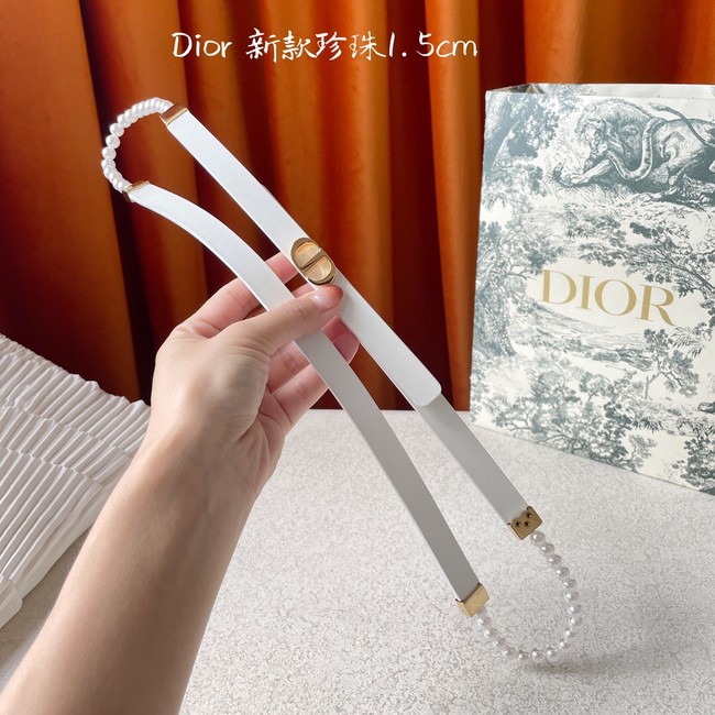 DIOR CARO PEARLS 15 MM BELT Calfskin 0286UW