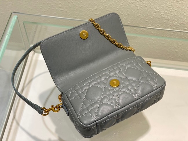 DIOR CARO POUCH WITH CHAIN Supple Cannage Calfskin S5125UWH Cloud Blue