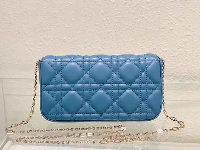 LADY DIOR PHONE POUCH Cannage Lambskin S0977O Cloud Blue