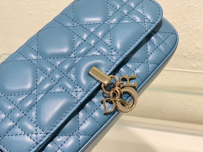 LADY DIOR PHONE POUCH Cannage Lambskin S0977O Cloud Blue