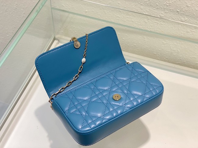 LADY DIOR PHONE POUCH Cannage Lambskin S0977O Cloud Blue