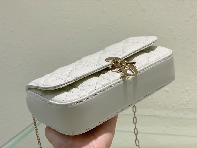 LADY DIOR PHONE POUCH Cannage Lambskin S0977O white