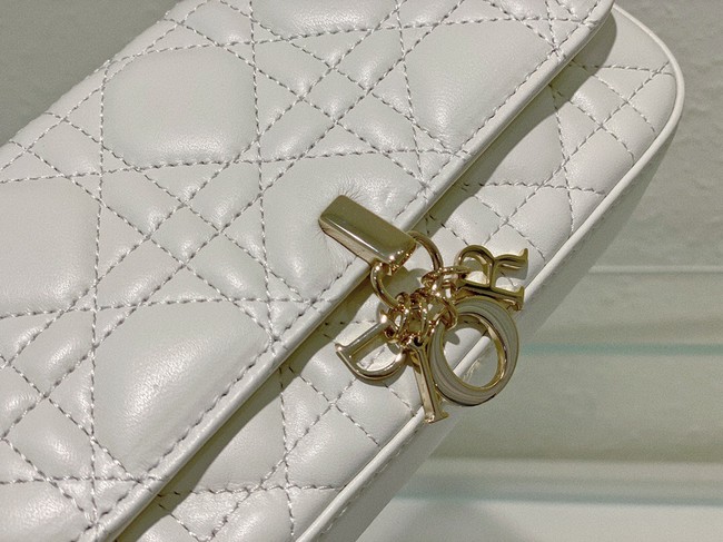 LADY DIOR PHONE POUCH Cannage Lambskin S0977O white