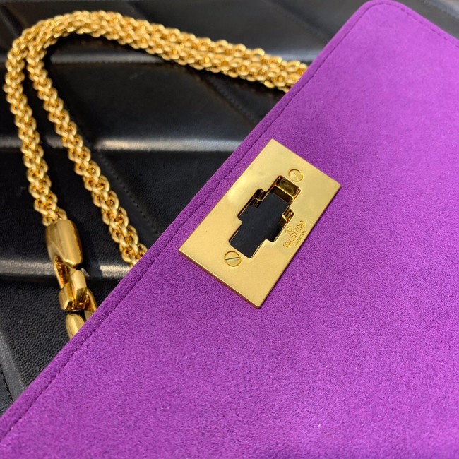 VALENTINO GARAVANI Roman Stud soft sheep leather chain shoulder bag VW0B0I82 purple