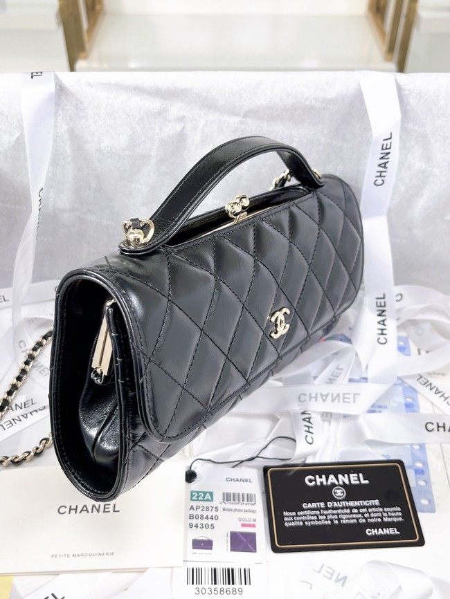 Chanel FLAP PHONE HOLDER WITH CHAIN AS2875 BLACK