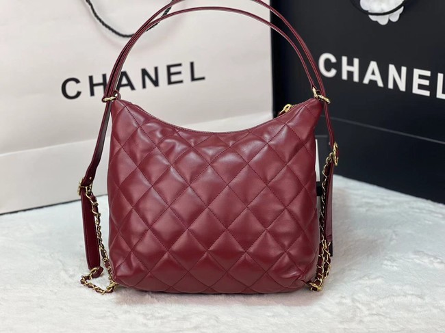 Chanel Lambskin Backpack AS3487 Burgundy