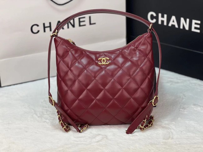 Chanel Lambskin Backpack AS3487 Burgundy