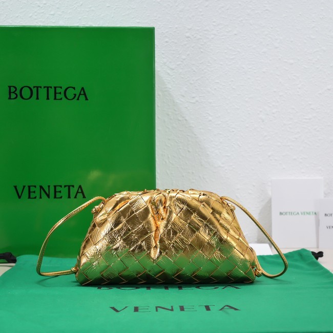 Bottega Veneta Mini intrecciato leather clutch with strap 585852 gold