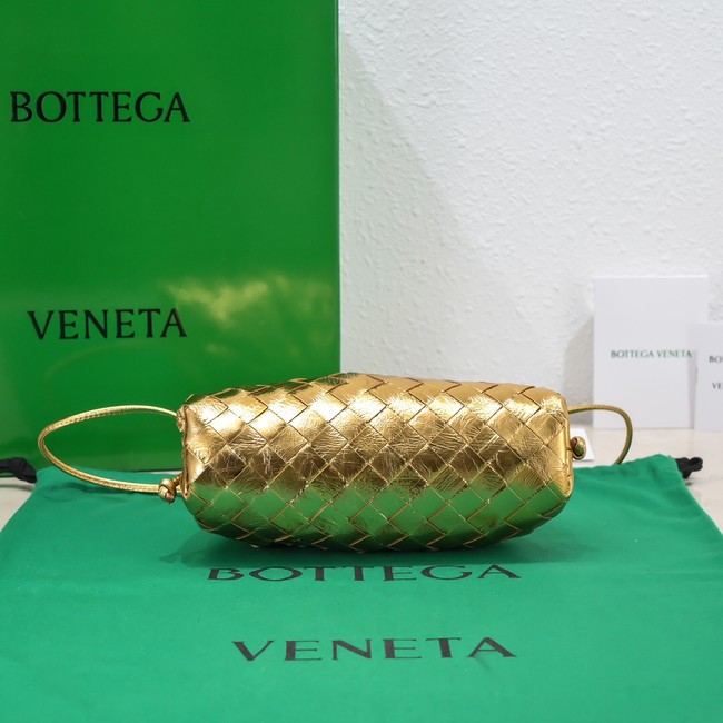 Bottega Veneta Mini intrecciato leather clutch with strap 585852 gold