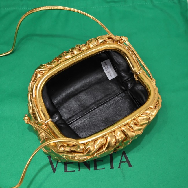 Bottega Veneta Mini intrecciato leather clutch with strap 585852 gold