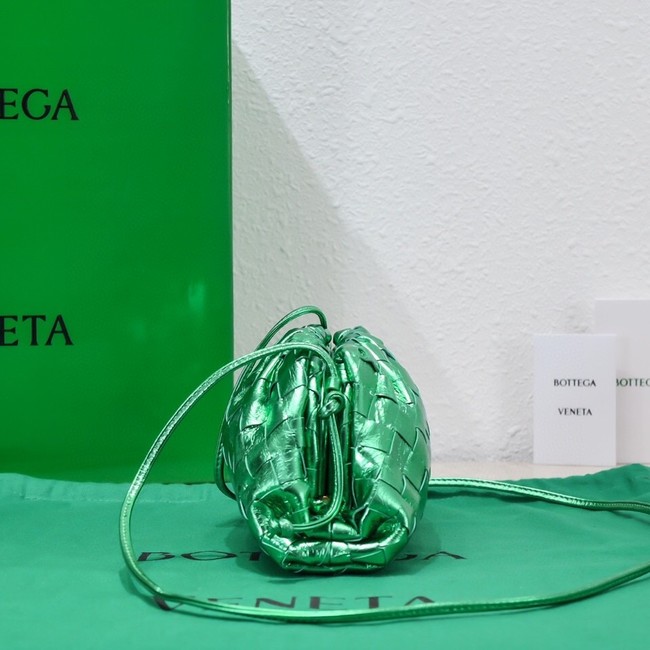 Bottega Veneta Mini intrecciato leather clutch with strap 585852 green