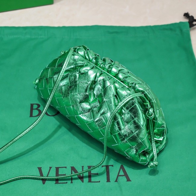 Bottega Veneta Mini intrecciato leather clutch with strap 585852 green