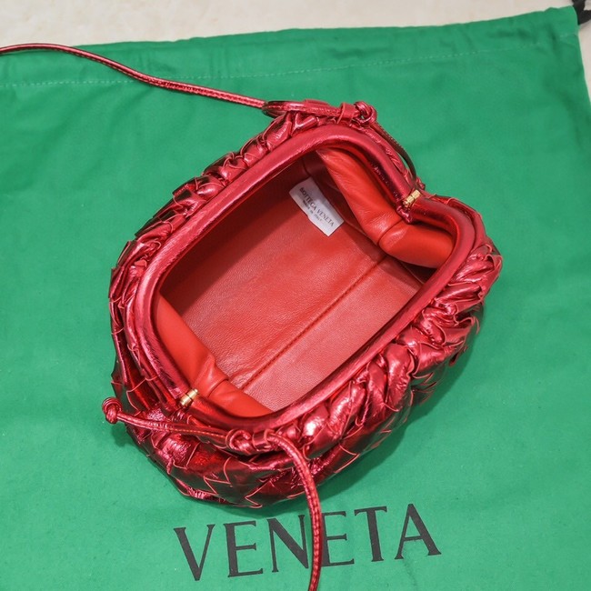 Bottega Veneta Mini intrecciato leather clutch with strap 585852 red