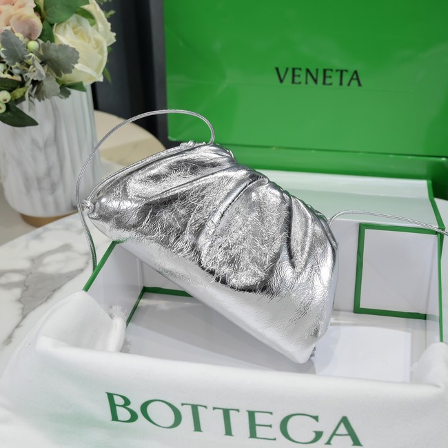 Bottega Veneta Mini intrecciato leather clutch with strap 585852 silver