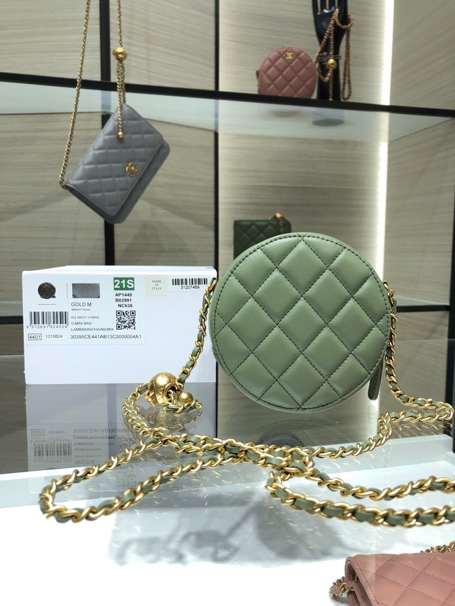 Chanel CLUTCH WITH CHAIN Lambskin & Gold-Tone Metal AS1449 green