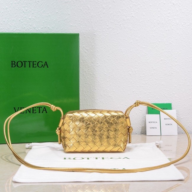 Bottega Veneta Mini intrecciato leather cross-body bag 680254 gold