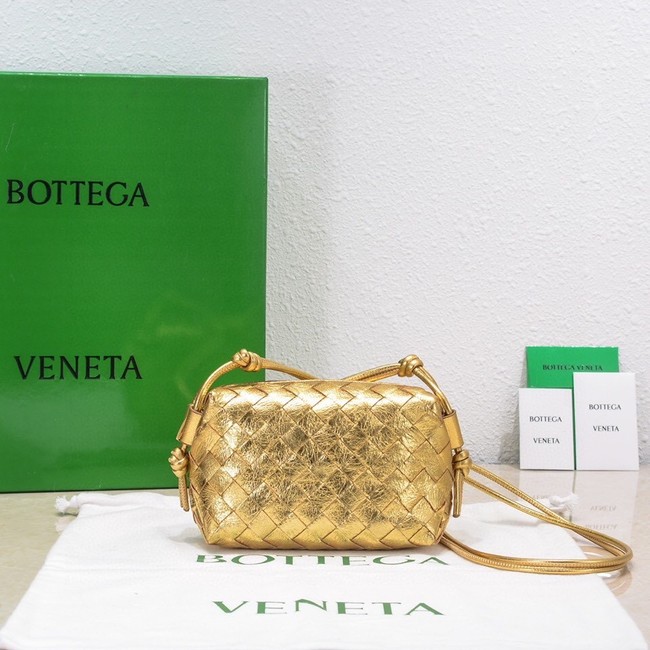 Bottega Veneta Mini intrecciato leather cross-body bag 680254 gold