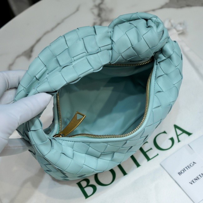 Bottega Veneta Mini intrecciato leather top handle bag 651876 Teal Washed