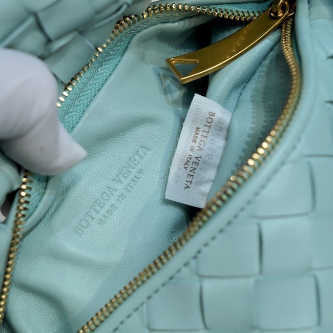 Bottega Veneta Mini intrecciato leather top handle bag 651876 Teal Washed