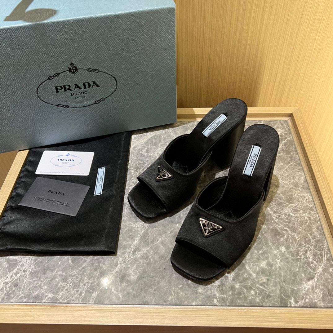 Prada Sandals Shoes PD36520 Silk Black