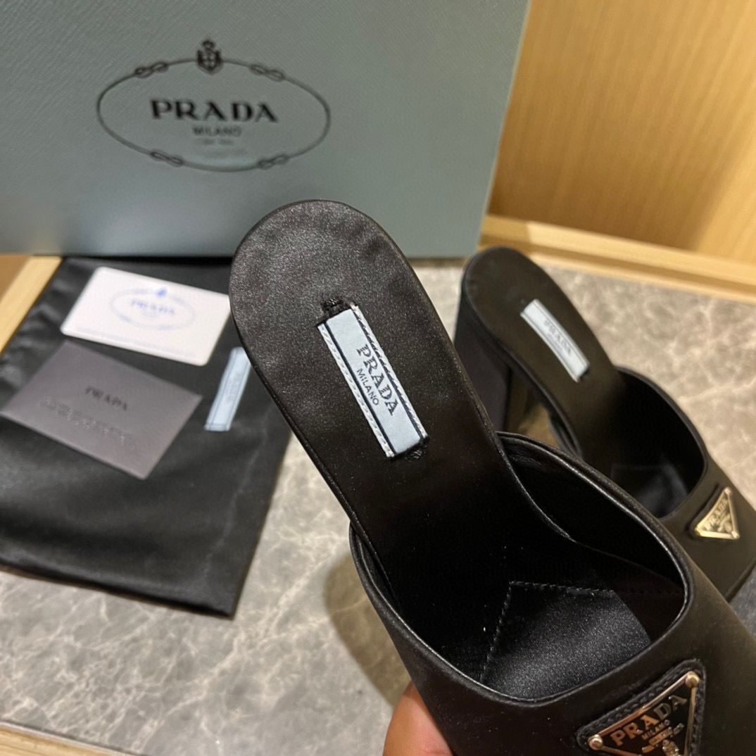 Prada Sandals Shoes PD36520 Silk Black