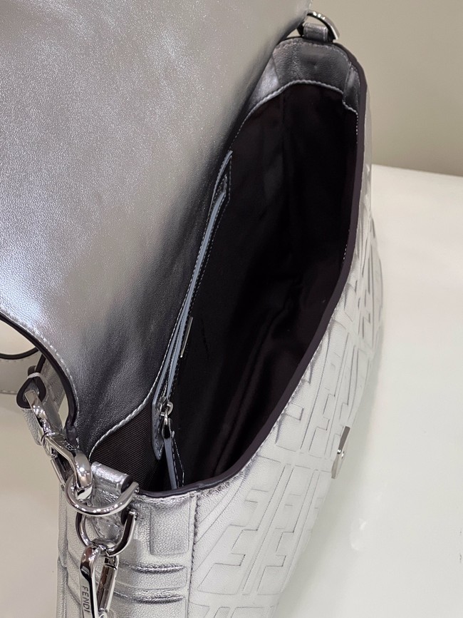 Fendi Baguette Large leather bag 8BR771A silver