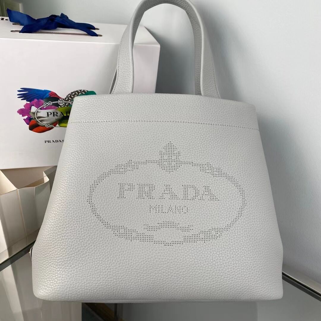 Prada leather tote bag 1AG833 gray