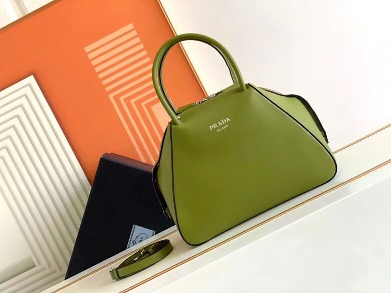 Prada leather tote bag 1BD663 green