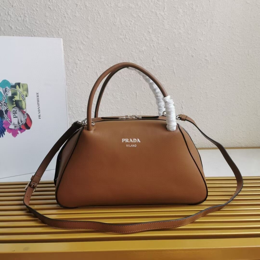 Prada leather tote bag 1BD665 caramel