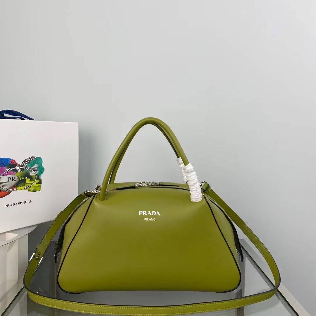 Prada leather tote bag 1BD665 green