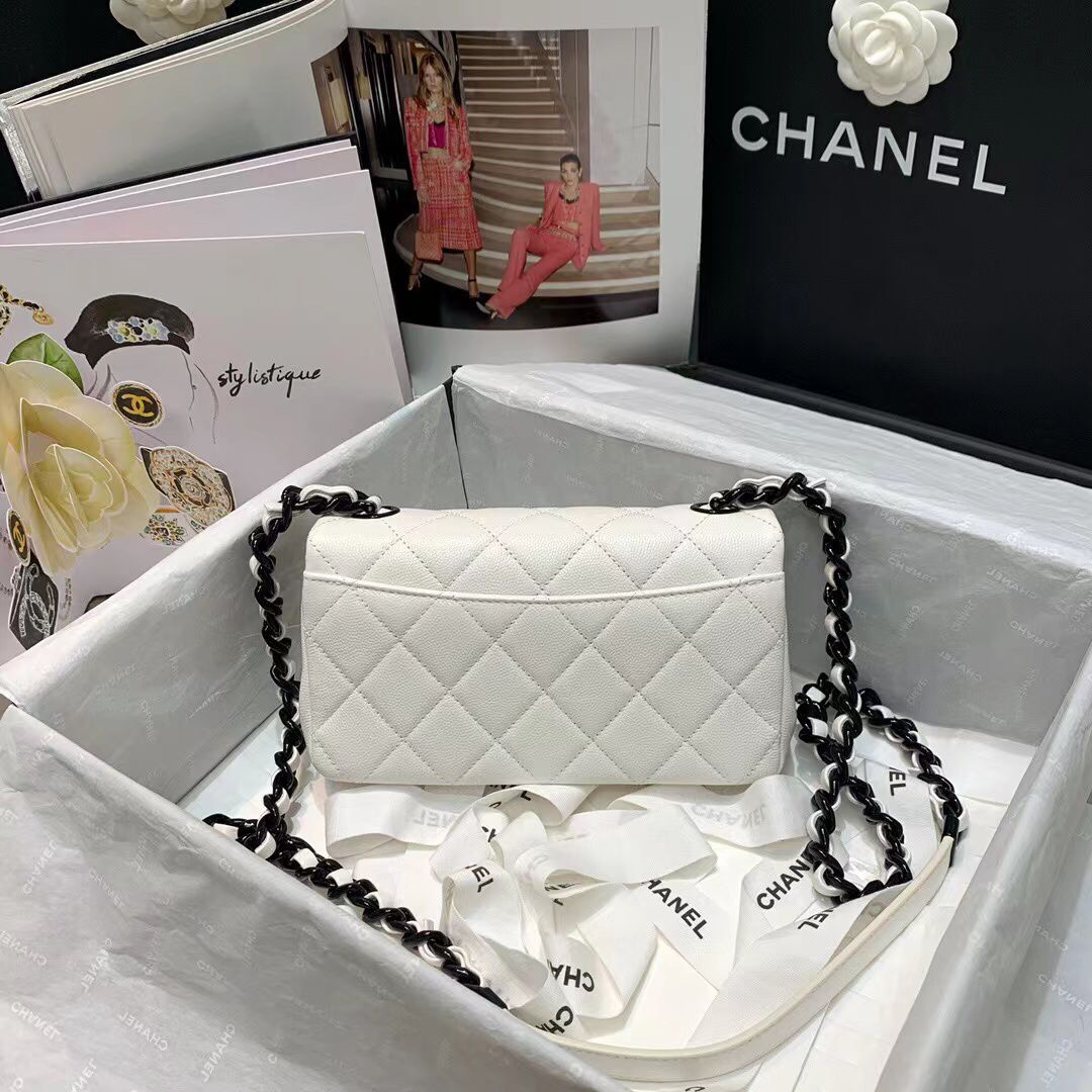 Chanel Original Cavier Leather Flap Bag A6395 White
