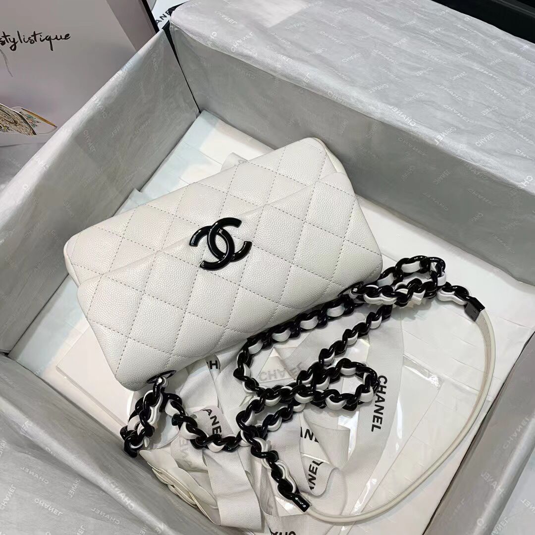 Chanel Original Cavier Leather Flap Bag A6395 White